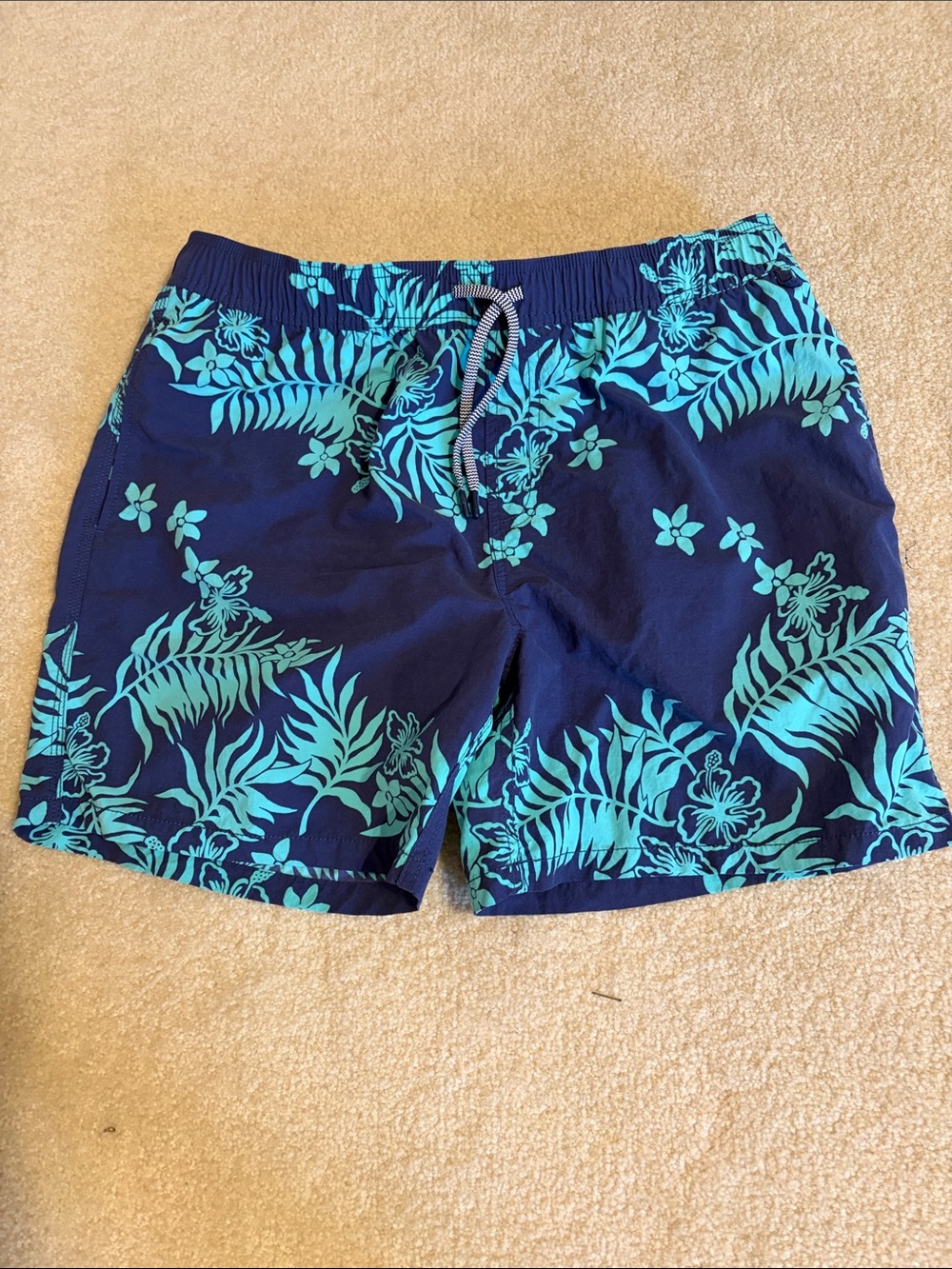 reyn spooner Navy with Aqua Floral Swim Trunks
